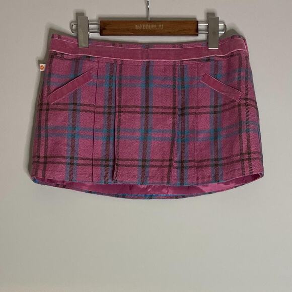 Very Rare Vintage Pink Low Waist Plaid Skirt - Picture 3 of 5
